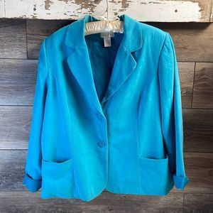 Studio Works Ladies Faux Suede Dress Jacket, Size 16, Teal
